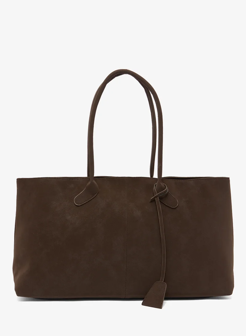 ايلا East-To-West Suede Tote Bag With Handle And Tag Detail